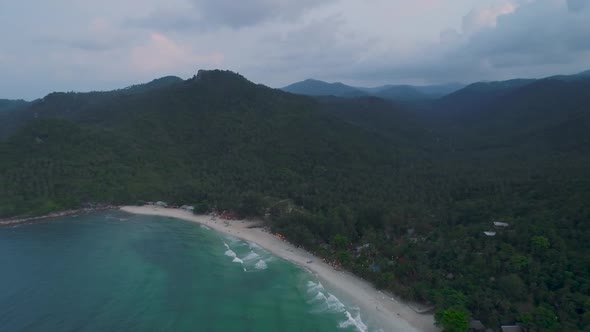 Island Coastline Hill Chain Panoramic Aerial View