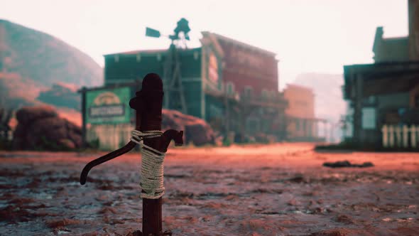 Old Rusted Water Pump in Wild West Town