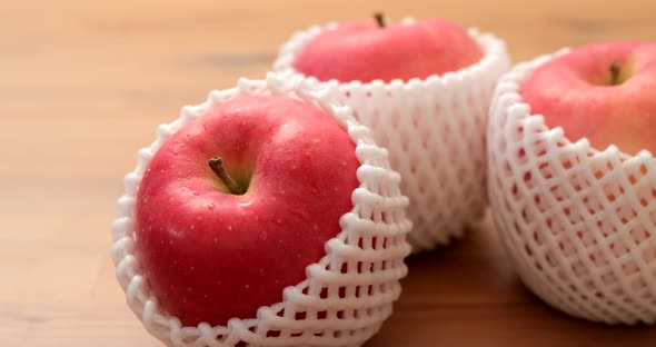 red apple on the table