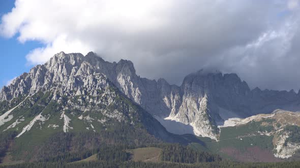 Medium shot of austrain alps mountain Wilder Kaiser in Ellmau, Tyrol