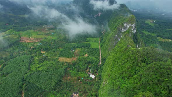 Drone fly over beautiful mountains (Heaven's Gate of Chumphon)