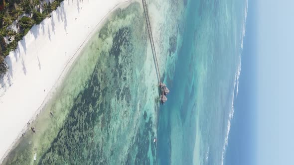 Zanzibar Tanzania  Vertical Video House on Stilts in the Ocean on the Coast Slow Motion