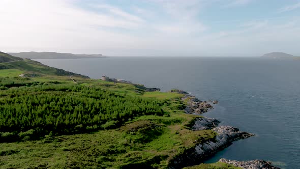 Aerial View of Lough Swilly and Knockalla Fort in County Donegal  Ireland