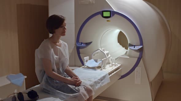 Woman Waiting for MRI Procedure