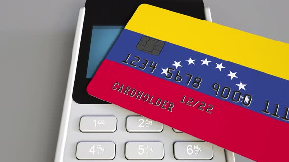 Payment Terminal and Card with Flag of Venezuela alt