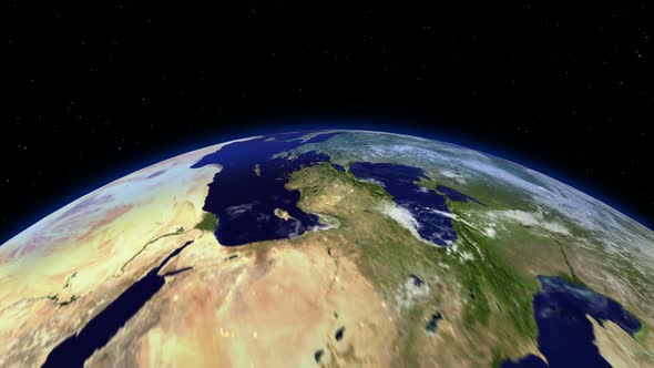 4K Camera flies around planet Earth alt