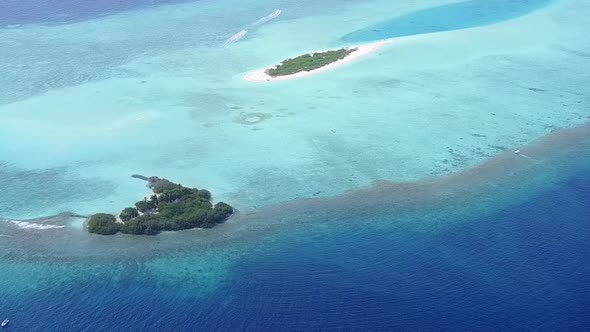 Aerial view nature of coastline beach voyage by blue ocean and sand background