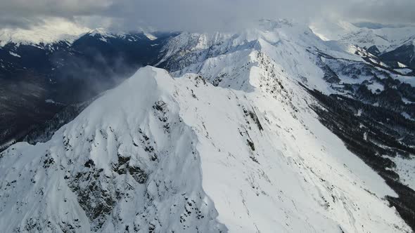 Aerial View of the Aibga Range of the Caucasus Mountain
