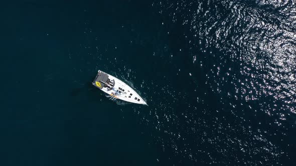 Aerial View Yacht Turquoise Water