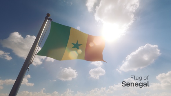 Senegal Flag on a Flagpole V2