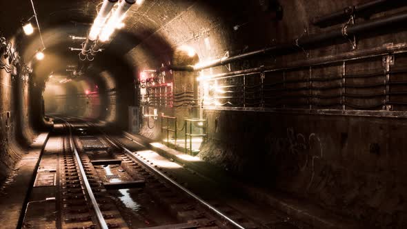 Dark Old Abandoned Metro Subway Tunnel