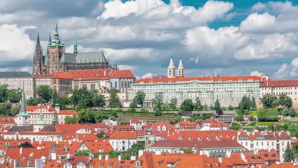 View on Prague Castle From Charles Bridge Tower Timelapse