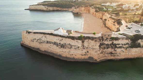 Aerial View of the Church Senhora De Nossa Algarve Region at Sunrise Portugal