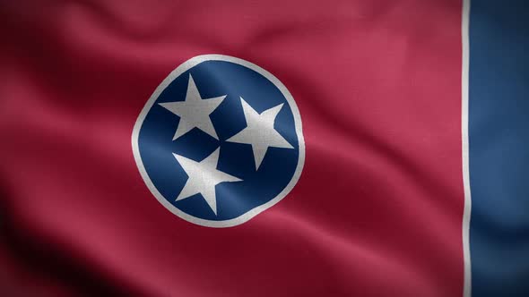 Tennessee State Flag Blowing In Wind