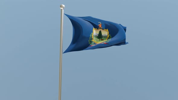 Vermont flag on flagpole.