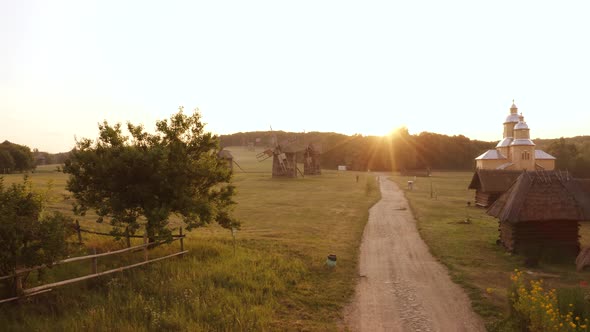 Rural Village Evening Landscape