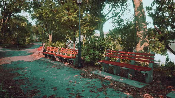 Empty Closed Park As Prevention From Coronavirus Covid19 Disease