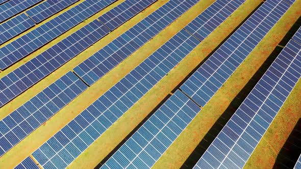 Photovoltaic solar panels farm. Alternative energy generation.
