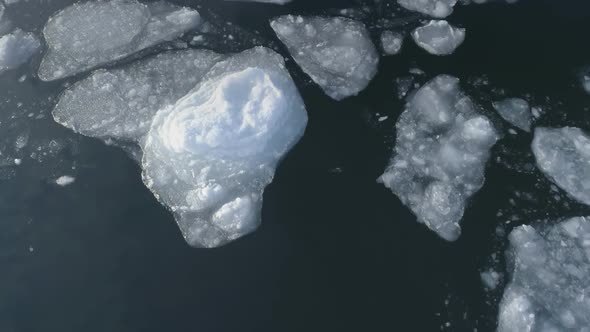 Antarctic Drone Flight Over Float Ice Ocean