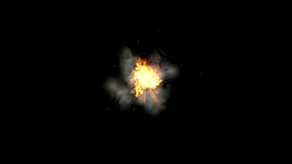 different fiery explosions with fiery effects of sparks and blazing Isolated by Alpha channel