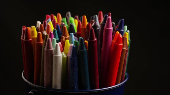 Rotating shot of color wax crayons for drawing and crafts - CRAYONS 