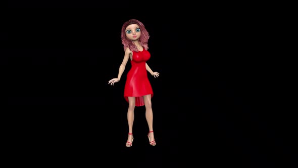 3d Character Girl Dancing Loop On Alpha Channel