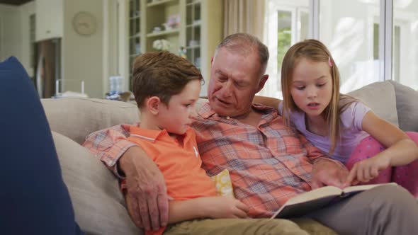 Senior Caucasian man with grandchildren