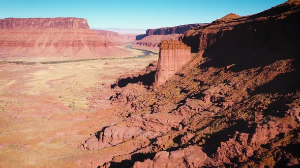 Aerial shot of the rugged landscape near Moad Utah