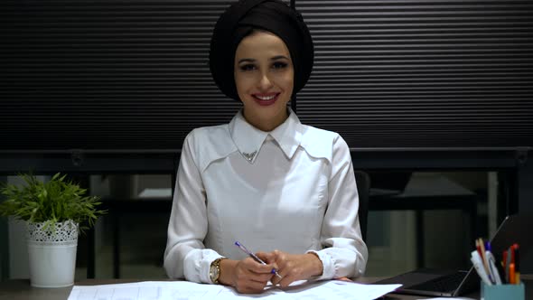Muslim Businesswoman Smiling