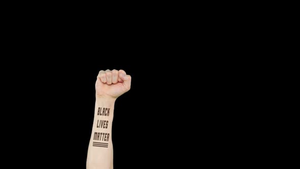 Male Hand Arm with Tattoo Inscription Black Lives Matters. White Human Hand with Black Lives Matters