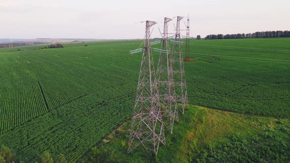 High-voltage power transmission line for electricity transmission from power station to consumer