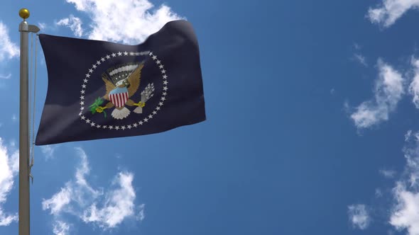 President Of The United States Of America Flag On Flagpole
