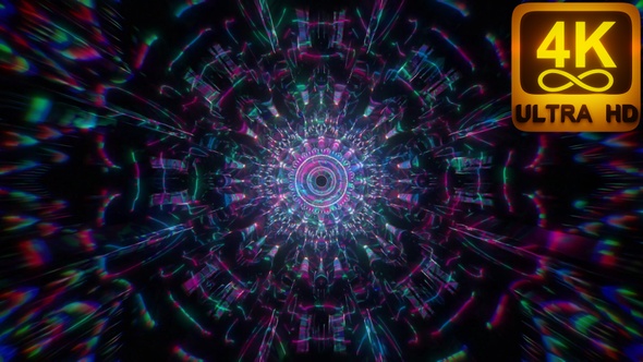 Abstract Psychedelic Fly Tunnel 3D Mandala Kaleidoscope Layers with Seamless Loop Patterns Spiritual