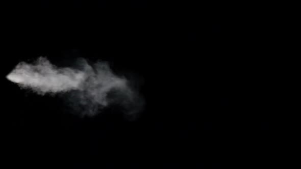 Wave of White Smoke on an Isolated Black Studio Background