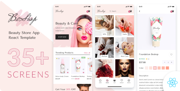 BeShop – Beauty Store & eCommerce React Mobile App | PWA – 0 Sold!