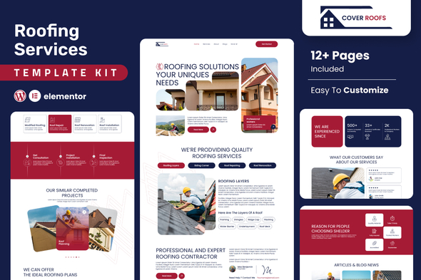 Coverroofs - Roofing Services Elementor Template Kit