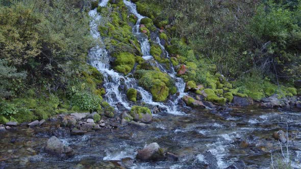 Janee Falls flowing into Swift Creek in the Wyoming mountains