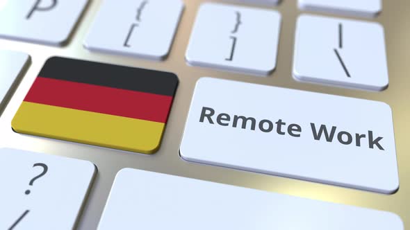 Remote Work Text and Flag of Gemany on Computer Keyboard