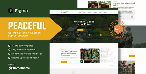 Peaceful - Nature Cottage & Camping Figma Template