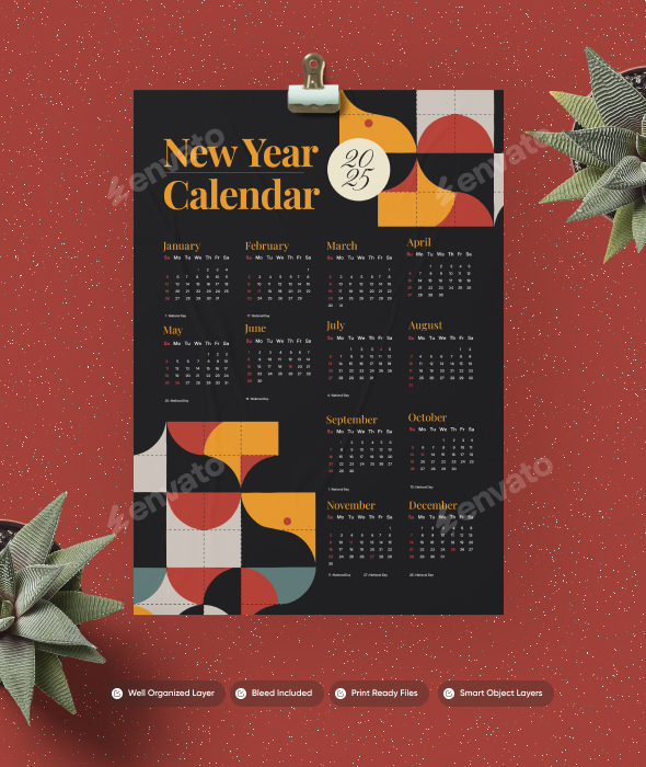 Black Geometric - Calendar