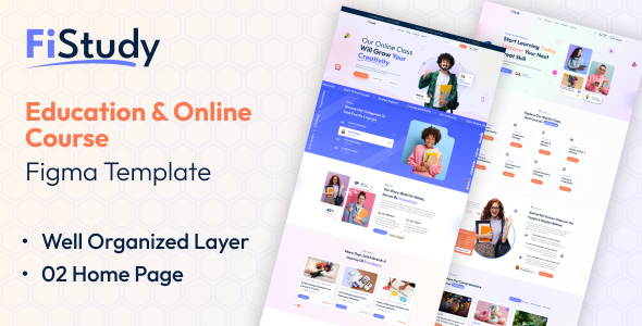 FiStudy - Professional LMS Online Education Course Figma Template