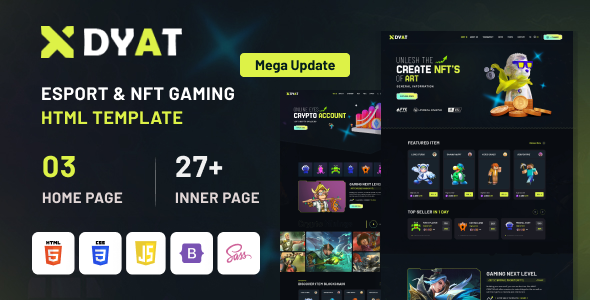 DYAT - eSports and Gaming NFT HTML Template Multipurpose