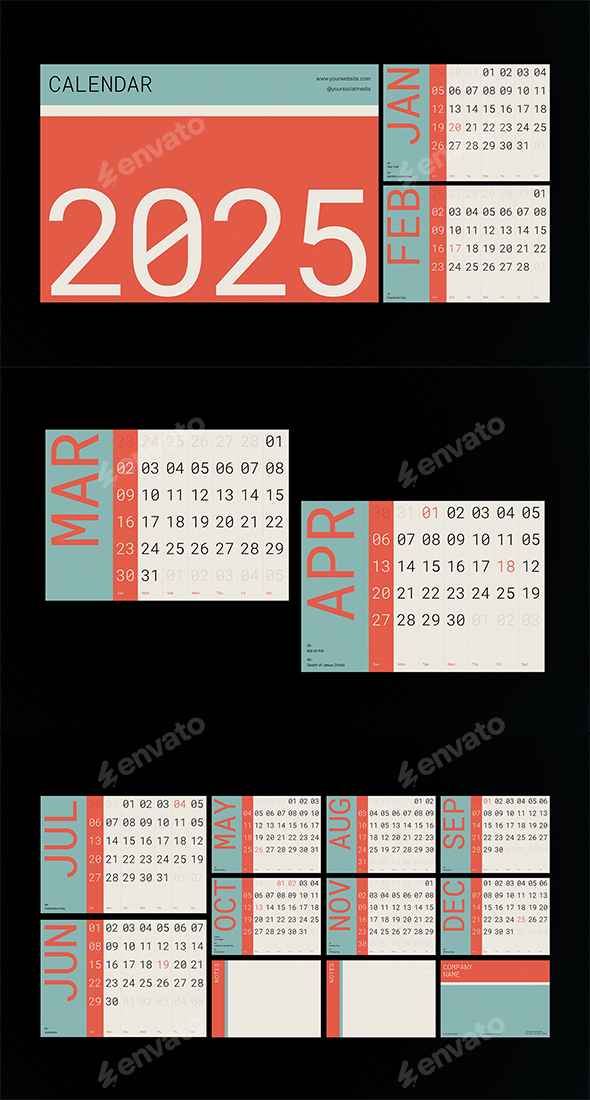 Simple 2025 Desk Calendar