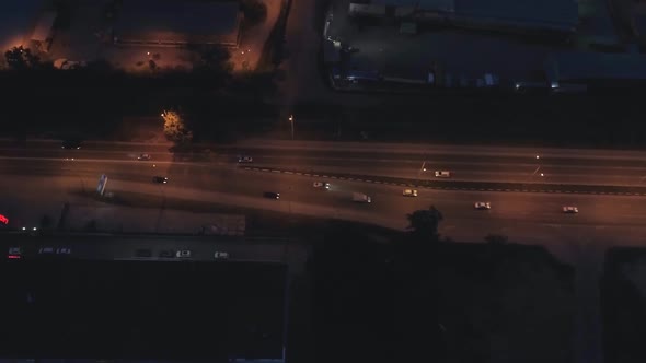 Top down Aerial view of the night highway with cars in the city 15