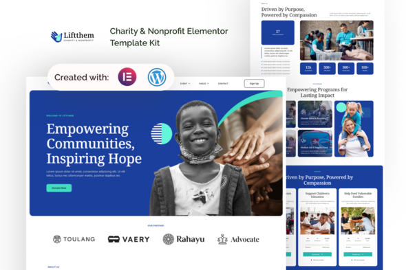 Liftthem - Charity & Nonprofit Elementor Template Kit