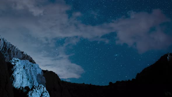 Time lapse of a starry night sky