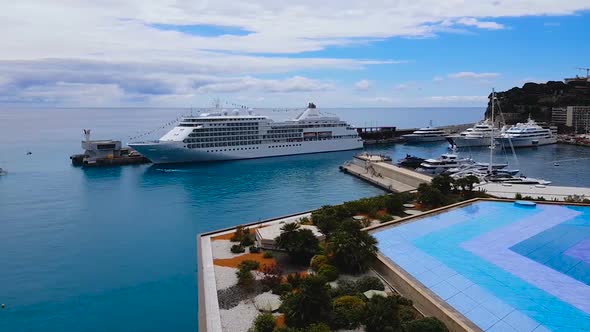 Cozy Port With White Yachts, Picturesque View From Luxury Hotel Roof in Nice