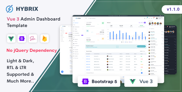 Hybrix - Vuejs Admin & Dashboard Template