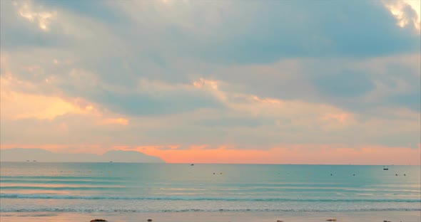 Beautiful Sunset in the Tropics on the Backdrop of the Ocean