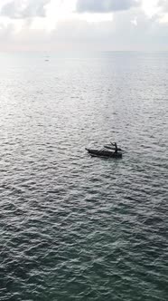 Vertical Video Boats in the Ocean Near the Coast of Zanzibar Tanzania